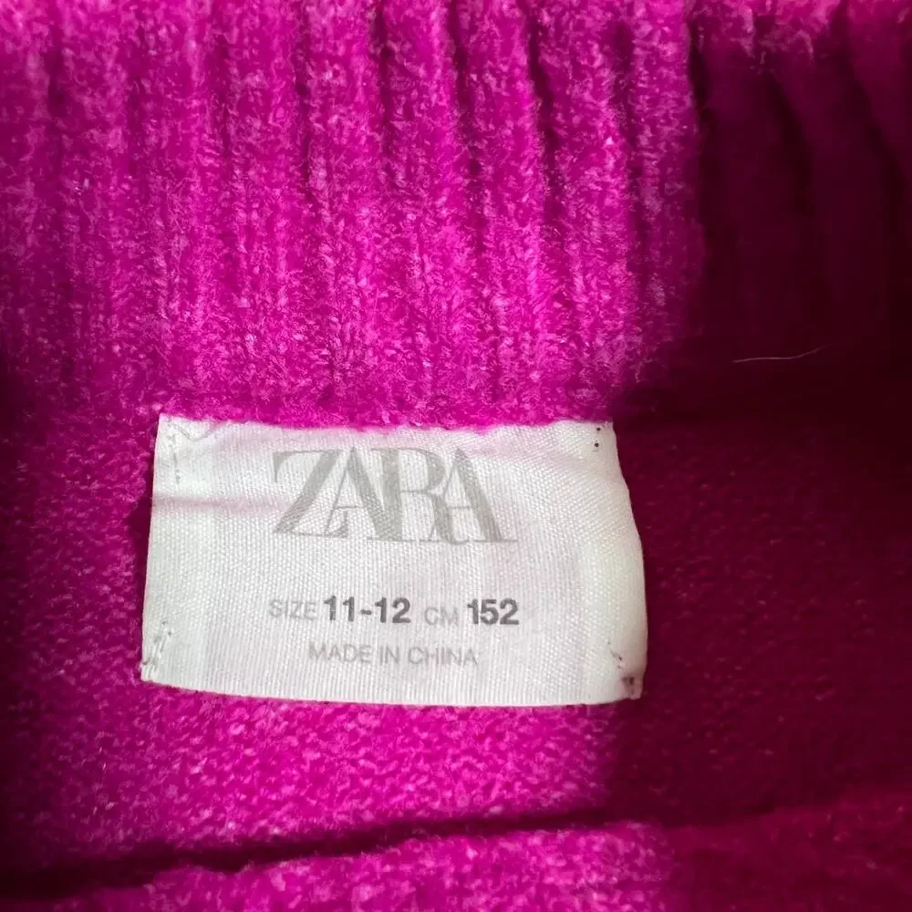 ZARA Girl's Crewneck Knit Sweater Dress Size 11-12 Cozy Colorful Girly Holidays - Picture 4 of 7